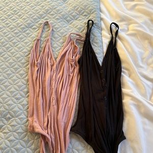 Me to We Pink and Black Bodysuits